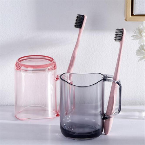 Japanese-style mouthwash cup household simple toothbrush toothpaste cup solid color transparent toothbrushing couple wash cup with handle plastic cup