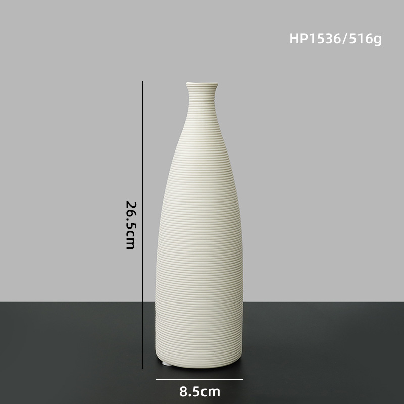 Estilo japonés boca delgada florero de cerámica blanca decoración salón arreglo de flores creativo flor seca decoración del hogar