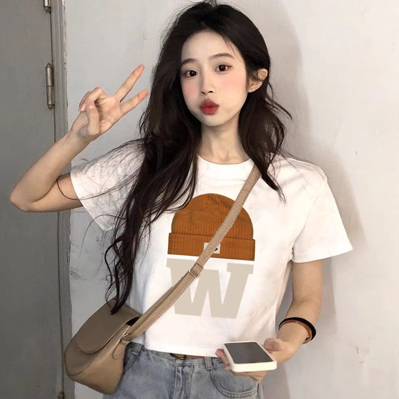 2026 New Summer Popular High-Waisted Short Tops Wholesale Niche Hats Loose Short-Sleeved Petite T-Shirts for Women