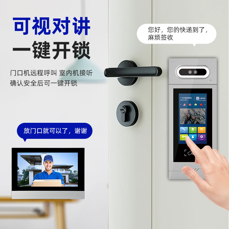 Sistema de control remoto de intercomunicación del edificio de la unidad de la comunidad, dispositivo de control de acceso de intercomunicación visual de pantalla inteligente de alta definición
