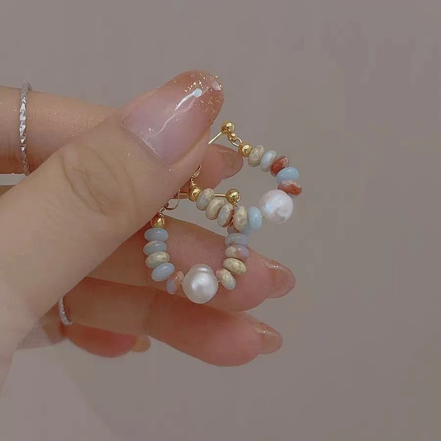 Hand-made New Chinese Beaded Earrings Women's New Ear Ring Earrings Niche Design High Fashion Light Luxury Earrings