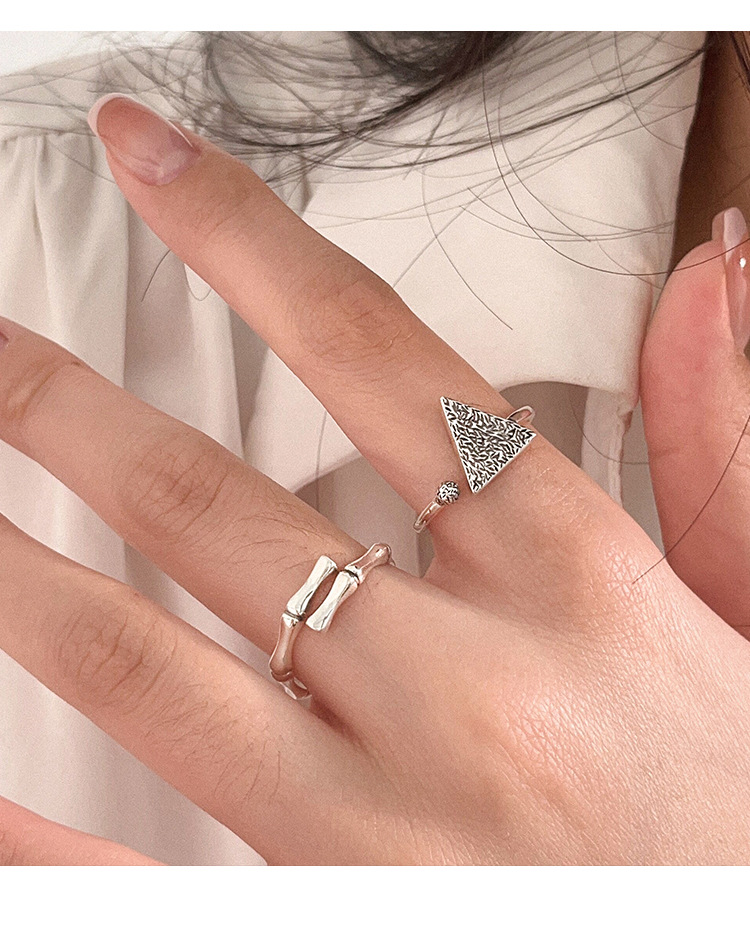 Triangle Pattern 925 Sterling Silver Triangle Open Ring