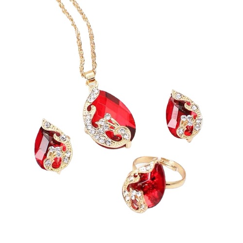 Creative Peacock Exquisite Crystal Korean Style Jewelry Necklace Women's Exquisite Three-piece Necklace Set Jewelry Manufacturer Wholesale