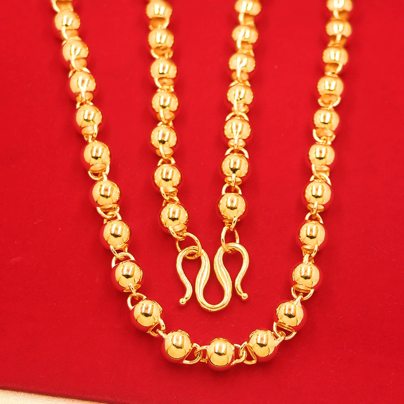 Большое разрезное Buddhist бус necklace крупного размера высокая гальваника имитация вьетнамский песок золото пустые бусины круглые бусины и медь золотистого цвета - мужские ювелирные изделия
