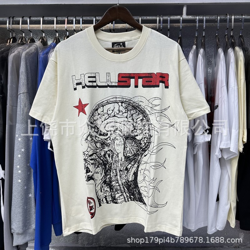 【Impresión Digital】Camiseta de manga corta informal y versátil Hell Star, éxito de ventas transfronterizo, conjunto de pantalones cortos para parejas, entrega rápida