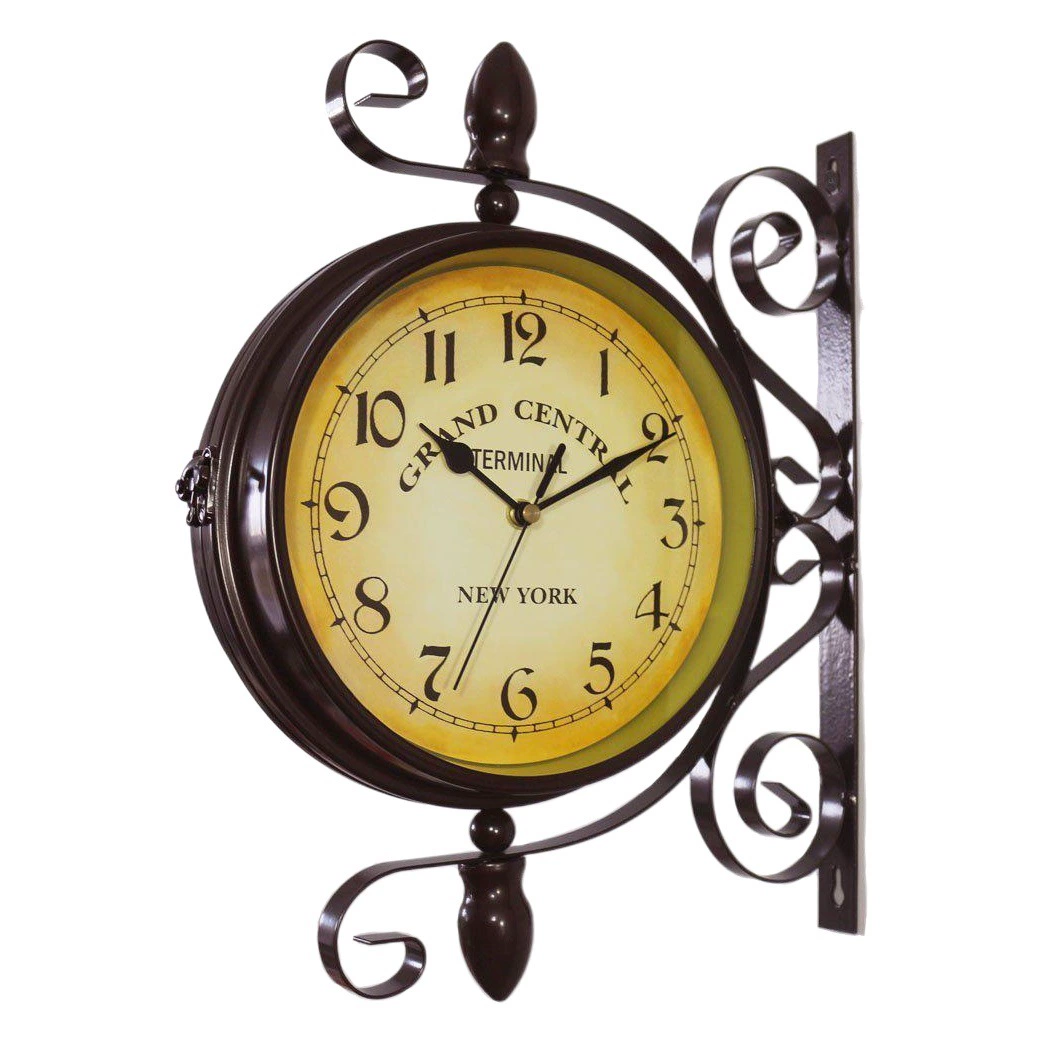 Трансграничные классические европейские креативные модные двусторонние настенные часы оптом, украшение для кафе, бар, двусторонние настенные часы