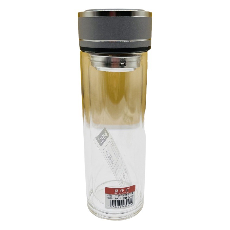 Taza de vidrio Qinhui 3901 nueva pantalla de filtro de moda portable de oficina taza de agua de beber taza de menú de filtro de agua transparente taza de agua