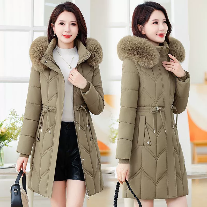 Winter fitted keep warm down jacket with down, feather stuffing, increased thickness
