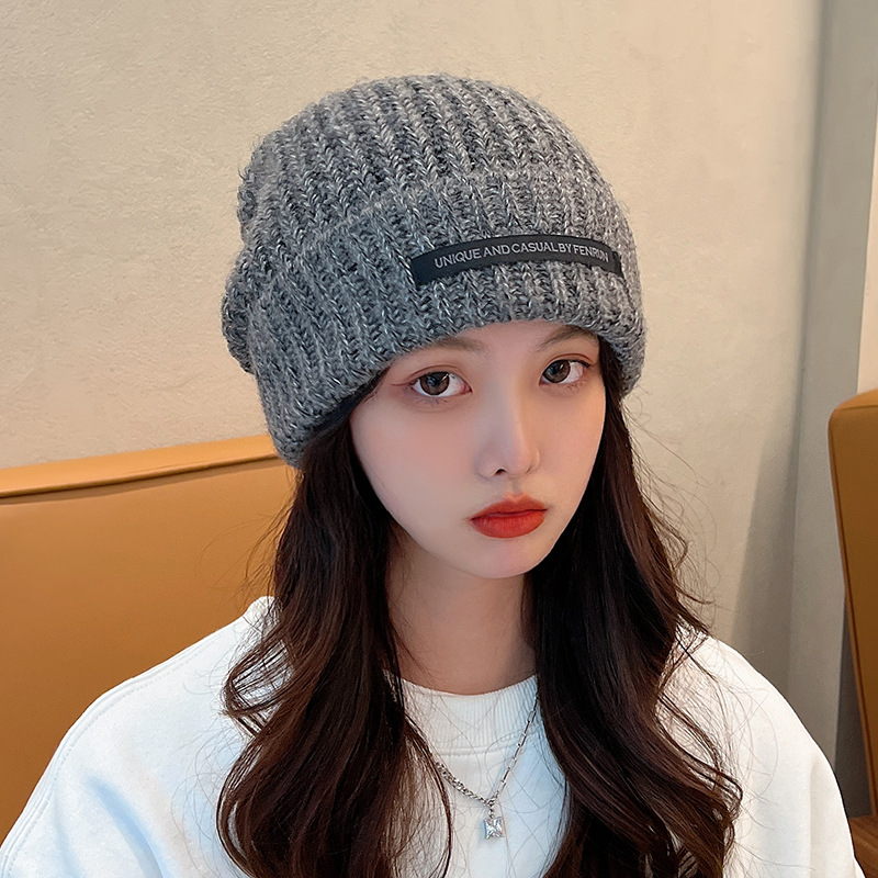 堆堆帽子女冬季高级感大头围保暖护耳针织帽时尚百搭显脸小毛线帽|undefined