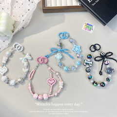 手機鏈手腕掛繩暖手鍊條腕帶可愛串珠手鍊掛飾防偷防丟鑰匙扣鏈條