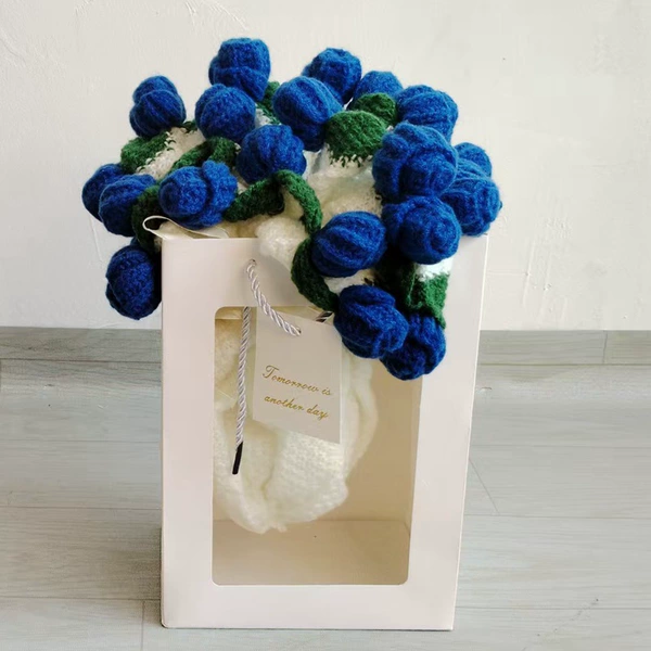 Blue rose bouquet blanket finished product 60cm 36 flowers (gift bag)