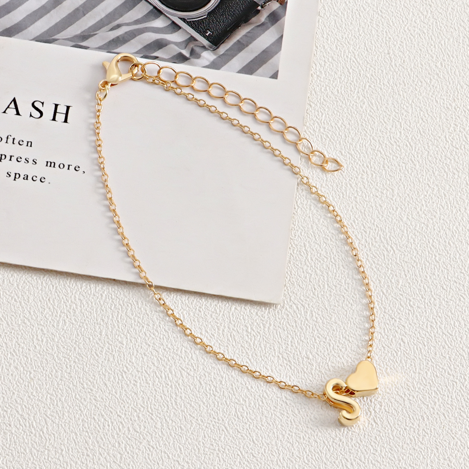 2 Pieces Fashion Letter Heart Shape Alloy Womenu0027S Anklet