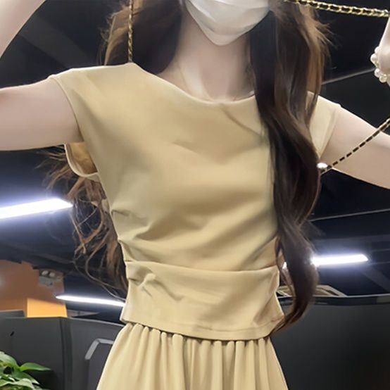 韩系减龄ootd穿搭一整套休闲百搭上衣女夏季高腰显瘦半身裙套装|undefined