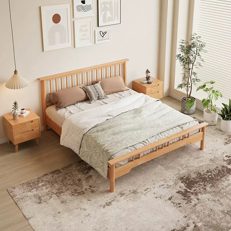 北欧实木温莎床1.5米家用现代简约1.8米主卧双人床1.2米单人床