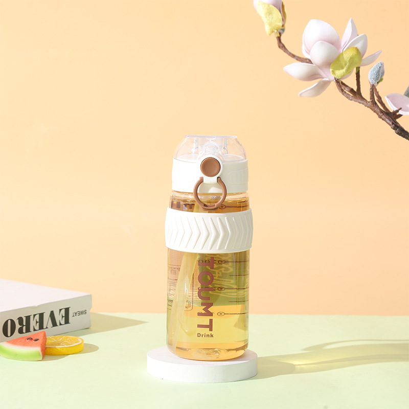 Vaso de plástico con escala, portátil, de gran capacidad, con cuerda para transportar, vaso deportivo para niñas, vaso de plástico de aspecto elegante para exteriores.