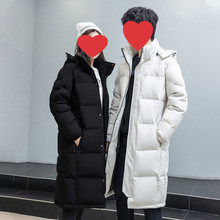 跨境新款羽绒服男女同款中长款情侣冬季户外防寒服连帽加厚长款过