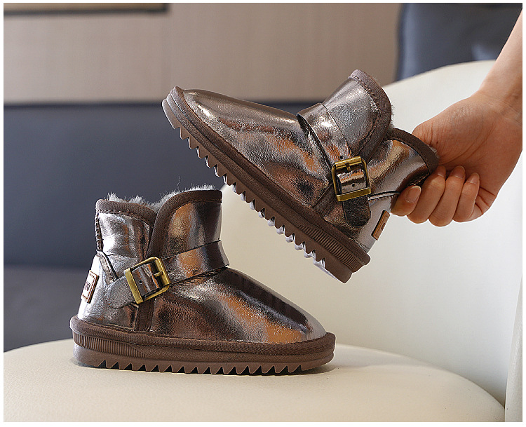 Scarponi da neve per bambini in pelle bovina impermeabili di alta qualità, stivaletti per bambini e bambine, scarpe in morbido cotone ispessito,_voghion.com