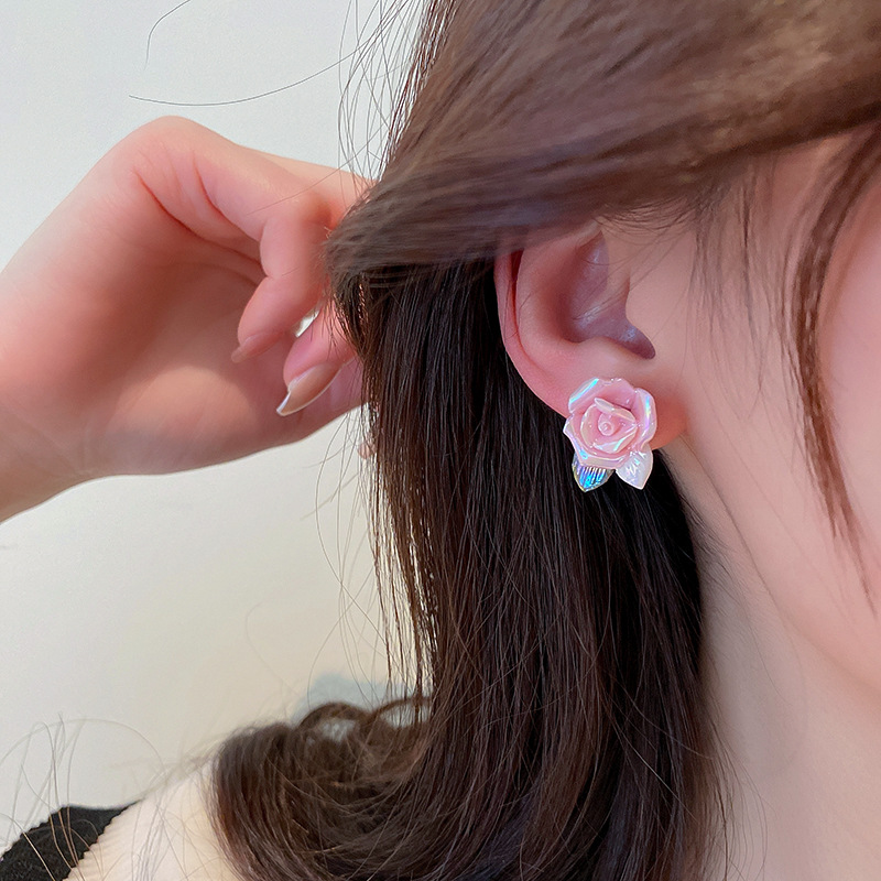 Fashion Sweet Acrylic Rose Flower Earrings display picture 1
