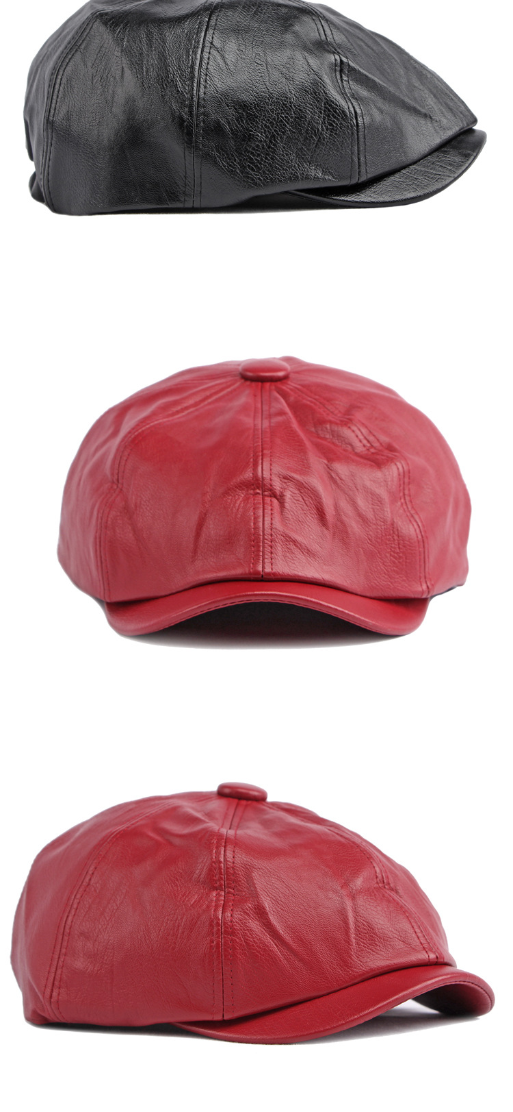 Cappelli unisex Berretto casual da uomo e da donna in pelle PU Cappello ottagonale retrò Cappello da giornalaio di tendenza_voghion.com