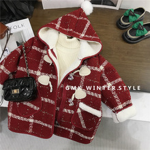 女童加绒外套秋冬款毛呢大衣新款宝宝洋气加厚冬季儿童呢子衣外贸