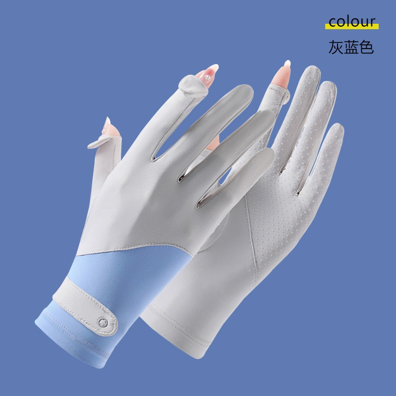 Guantes de protección solar para mujer de verano de seda fina de hielo al aire libre a prueba de rayos UV transpirable fugas de dos dedos guantes antideslizantes