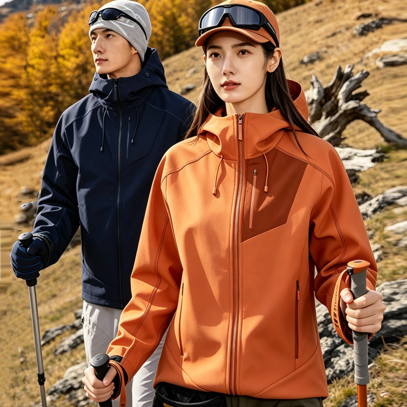 Kaijia Same Style Softshell Jacket for Men and Women, Windproof, Waterproof, Heat-Sealed, Sports Outdoor Fleece-Lined Mountaineering Clothing Kaijia Same Style Softshell Jacket for Men and Women, Windproof, Waterproof, Heat-Sealed, Sports Outdoor Fleece-Lined Mountaineering Clothing