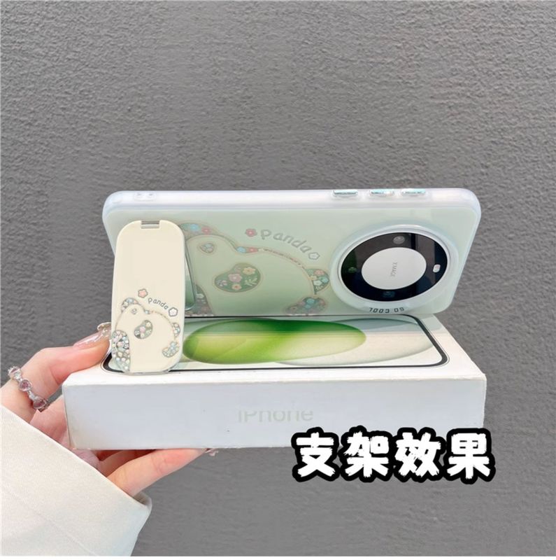 花朵熊猫适用华为mate70pro手机壳新款pura80pro磨砂彩银mate60卡|undefined
