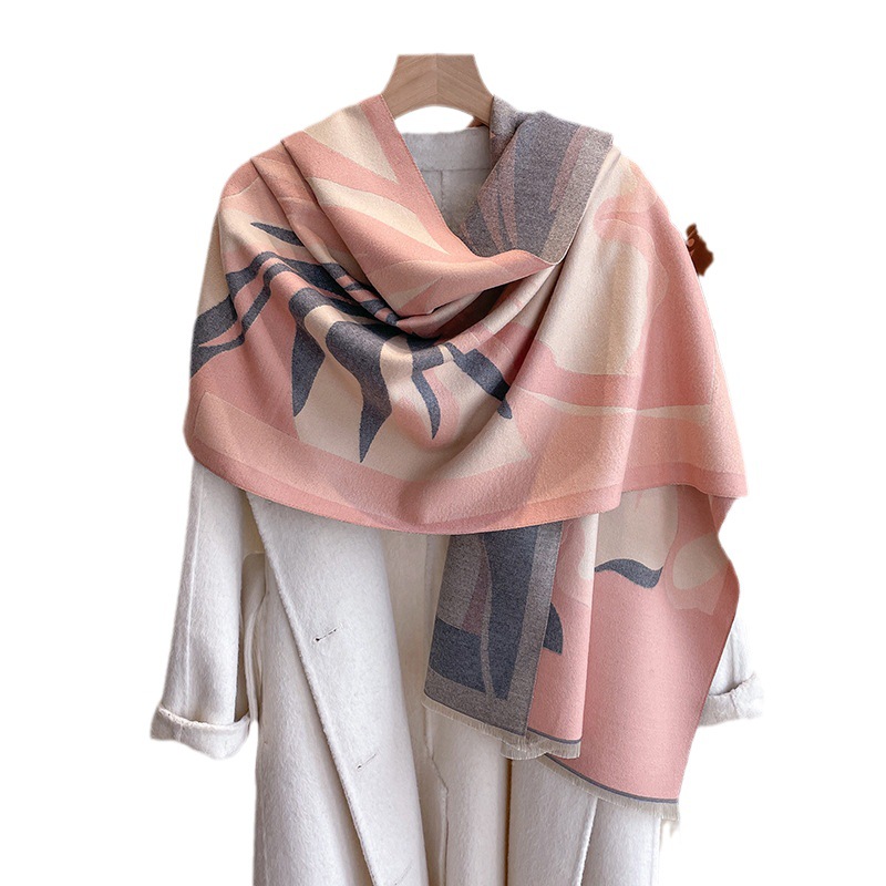 2023 estilo coreano nuevo color a juego jacquard Cachemira aire acondicionado mantón floral impresión engrosada hombro bufanda caliente para las mujeres