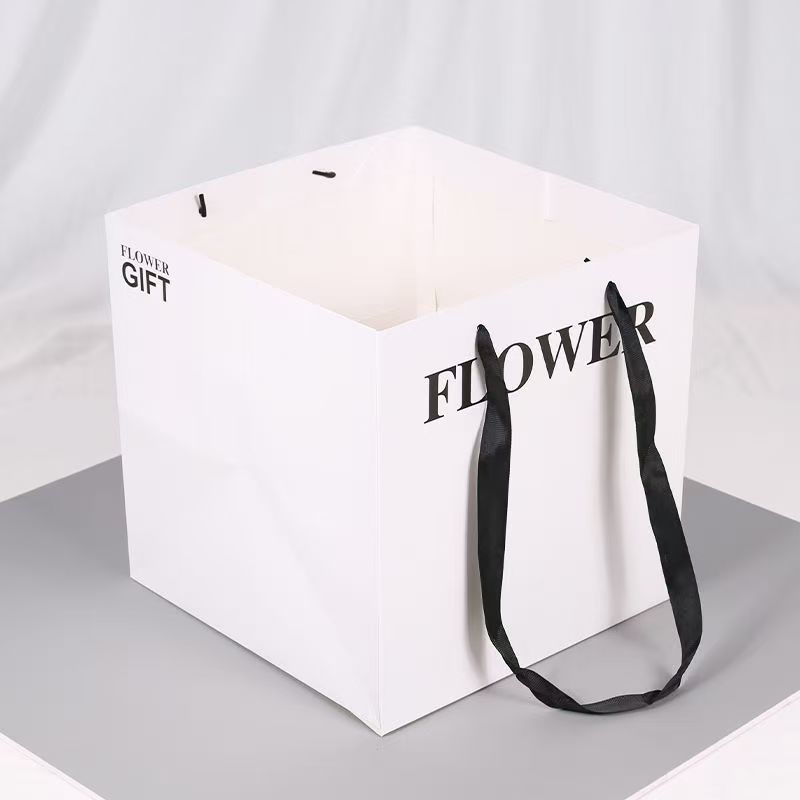 新しいギフトフラワートートバッグ正方形の厚みのあるギフトバッグバレンタインデーフラワーショップ包装トートバッグ卸売|undefined