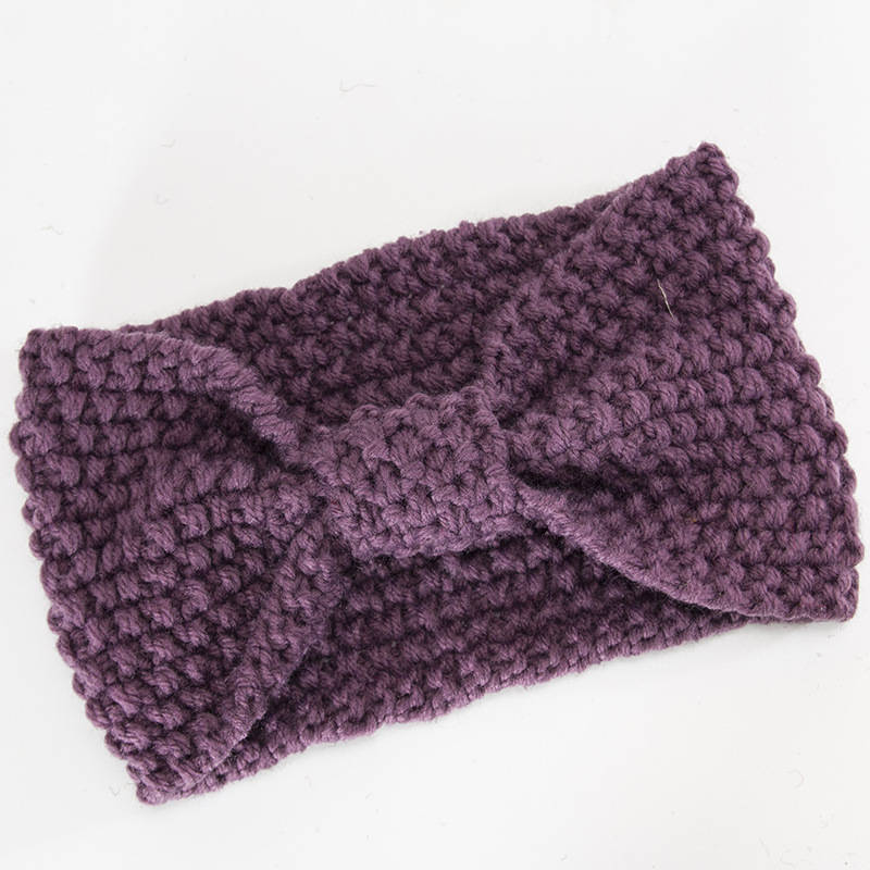 Fascia per maglione lavorata a maglia per accessori e fasce per capelli caldi con fiocco fatto a mano autunno inverno da donna_voghion.com