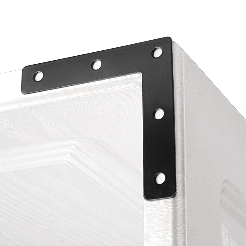 Black L-type T-type Flat Corner Code Wood Table and Chair Fixing Connector 90 Degree Fastening Splicing Hanging Cabinet Angle Iron