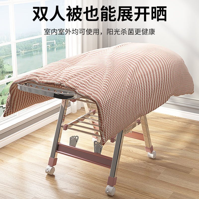 衣類乾燥ラック床置き家庭用バルコニー衣類ラック折りたたみ屋内外極厚多機能強力なステンレス鋼衣類乾燥ラック|undefined