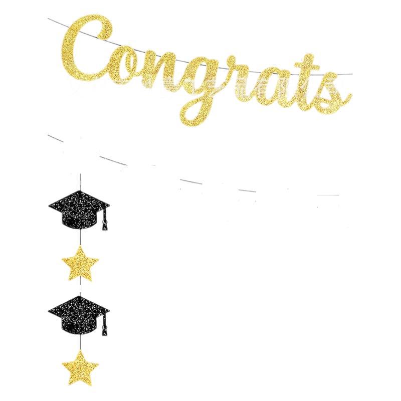 Congrats Grad Class of 2024 Graduación Alfabeto Tirando Bandera Decoración Banners Decoración Artículos de fiesta Decoración