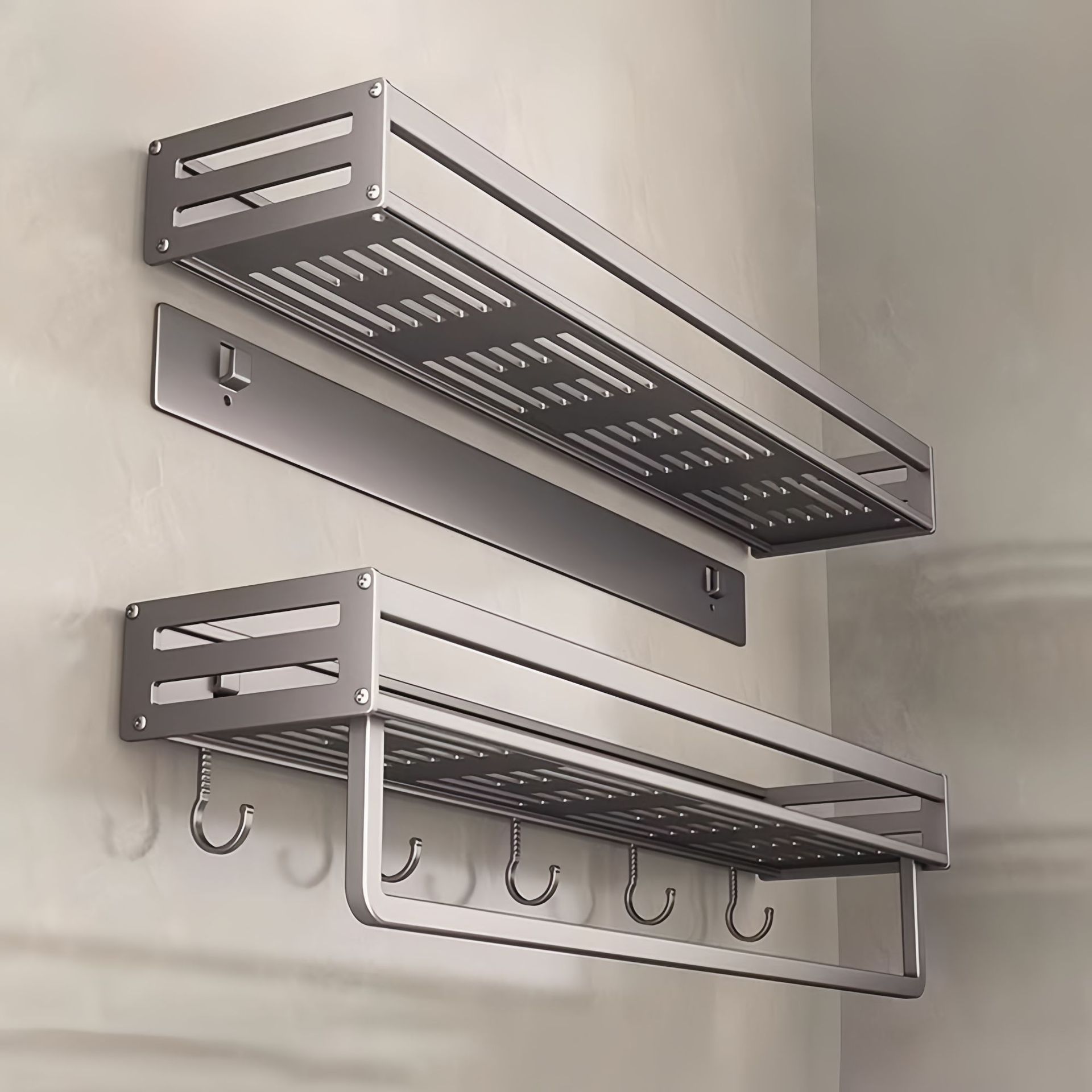 Bathroom Storage Rack Without Punching Holes in the Bathroom Wall-Mounted Removable Hanging Basket Multi-Functional Toiletry Storage Rack