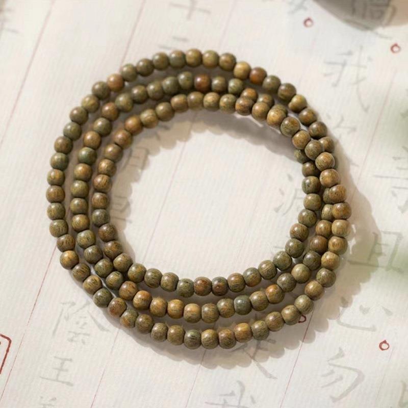 緑檀手串4m細仏珠ブレスレットシンプル和田玉古風小清新仙気檀木手串文芸女金|undefined