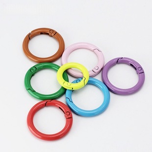Colorful Spring Ring Zinc Alloy Spray Paint Baked Paint Ring Keychain Open Ring Handmade Accessories Bag Buckle Wholesale