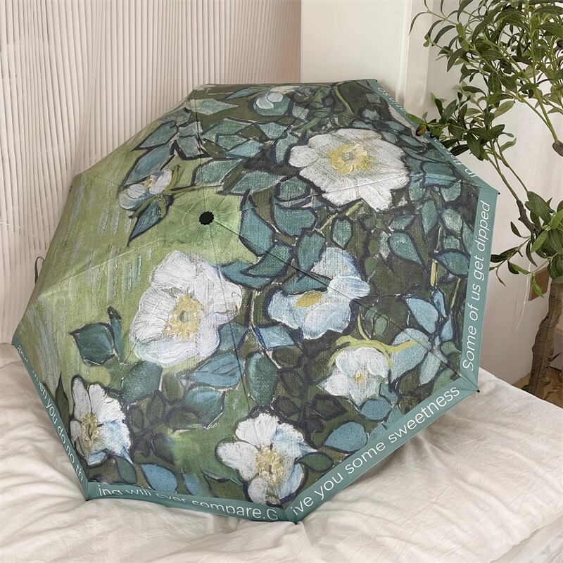 Umbrella Custom Logo Sunny and Rain Dual-use Sunshade Umbrella Small Fresh Light Vintage Vintage Oil Painting Umbrella for Women Umbrella Custom Logo Sunny and Rain Dual-use Sunshade Umbrella Small Fresh Light Vintage Vintage Oil Painting Umbrella for Women