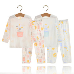 兒童睡衣套裝純棉薄款長袖春夏女男童兩件套批發全棉嬰兒空調衣服