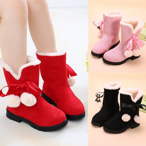 Children's Snow Boots for Girls, New Winter Boots with Fleece Lining for Big Kids, Baby Princess Short Boots for Girls, Cotton Shoes