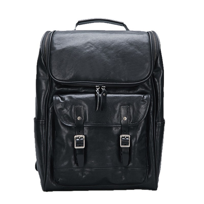Cross-Border New Style First-Layer Cowhide Genuine Leather Business Backpack Large Capacity High-End Laptop Bag Backpack for Men