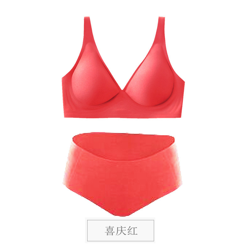 Ropa interior de látex jalea sin costuras estilo francés sexy inalámbrico cómodo pequeño pecho Sujetador push up traje ajustable