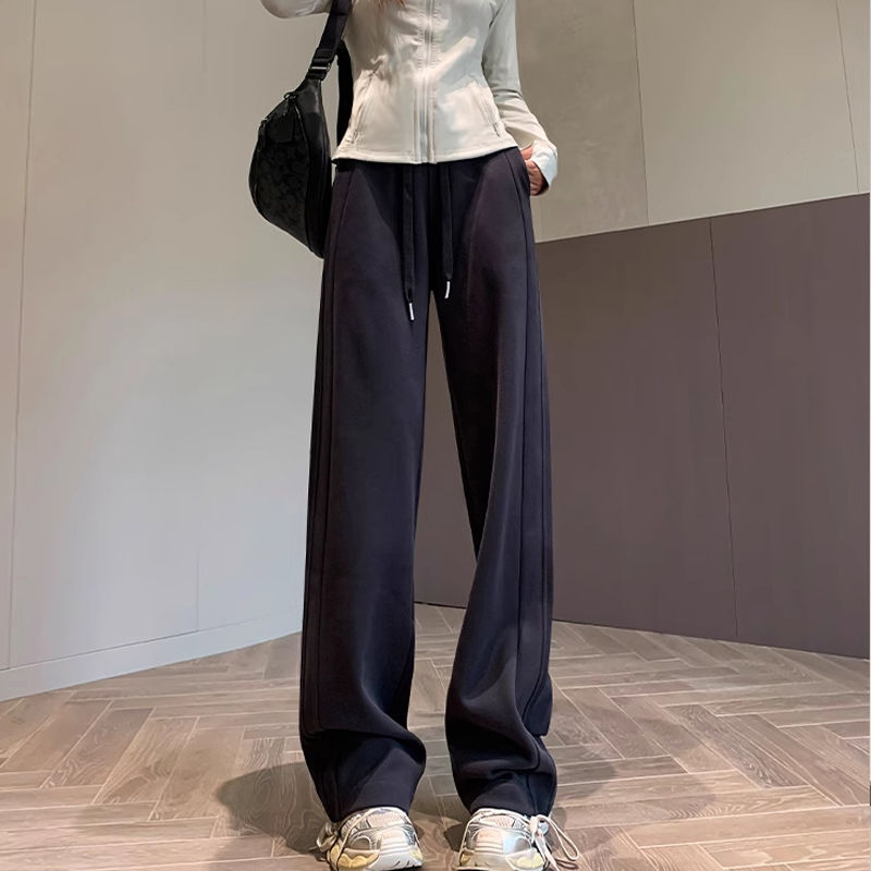 Tall Long Sweatpants Women's Sports Pants 2025 Autumn New High Waist Drawstring Sports Casual Pants Narrow Edition