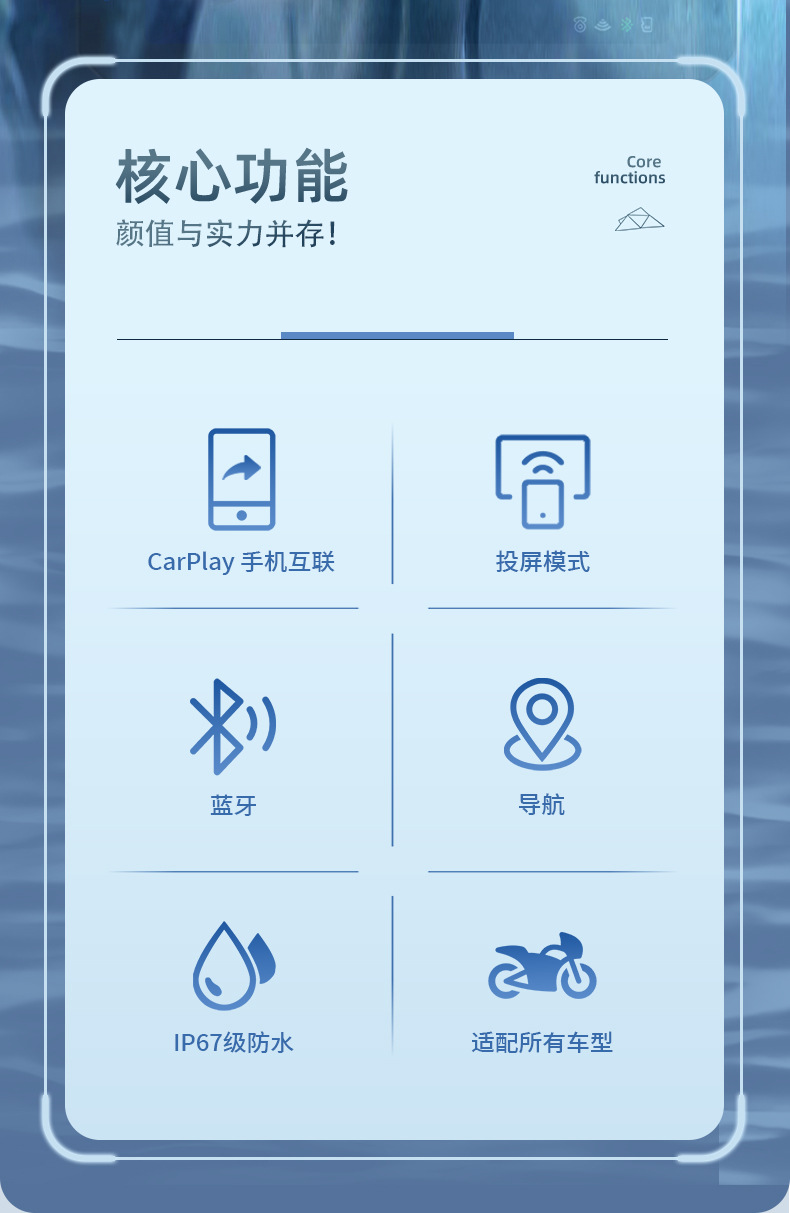 Cross-border bestseller 5inch Motorcycle Wireless Carplay Phone Screen Mirroring Ultra-thin Waterproof High-Brightness Screen