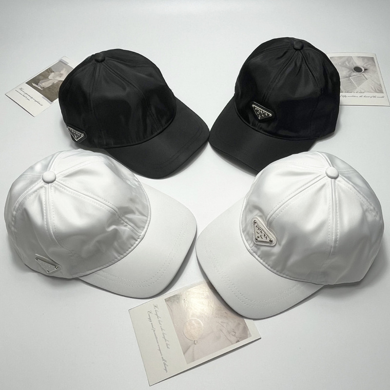 New P-brand inverted triangle baseball cap with front and side metal logos, sun protection casual sun hat for men and women