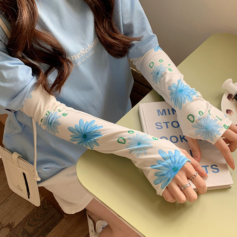 Margarita sol protección ovisleeve verano de las mujeres al aire libre de conducción protección UV protección del brazo delgada transpirable seda de hielo ovisleeve
