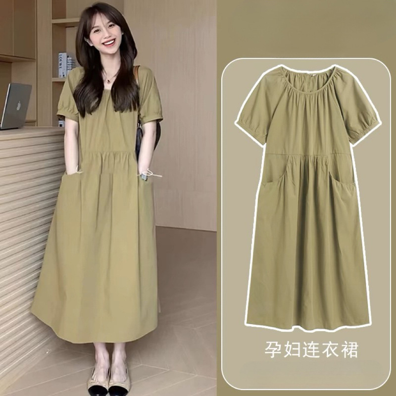 Maternity Dress Summer Style 2025 New Large Size Summer Long Dress Petite Pregnant Mother Fashion Summer Dress Women