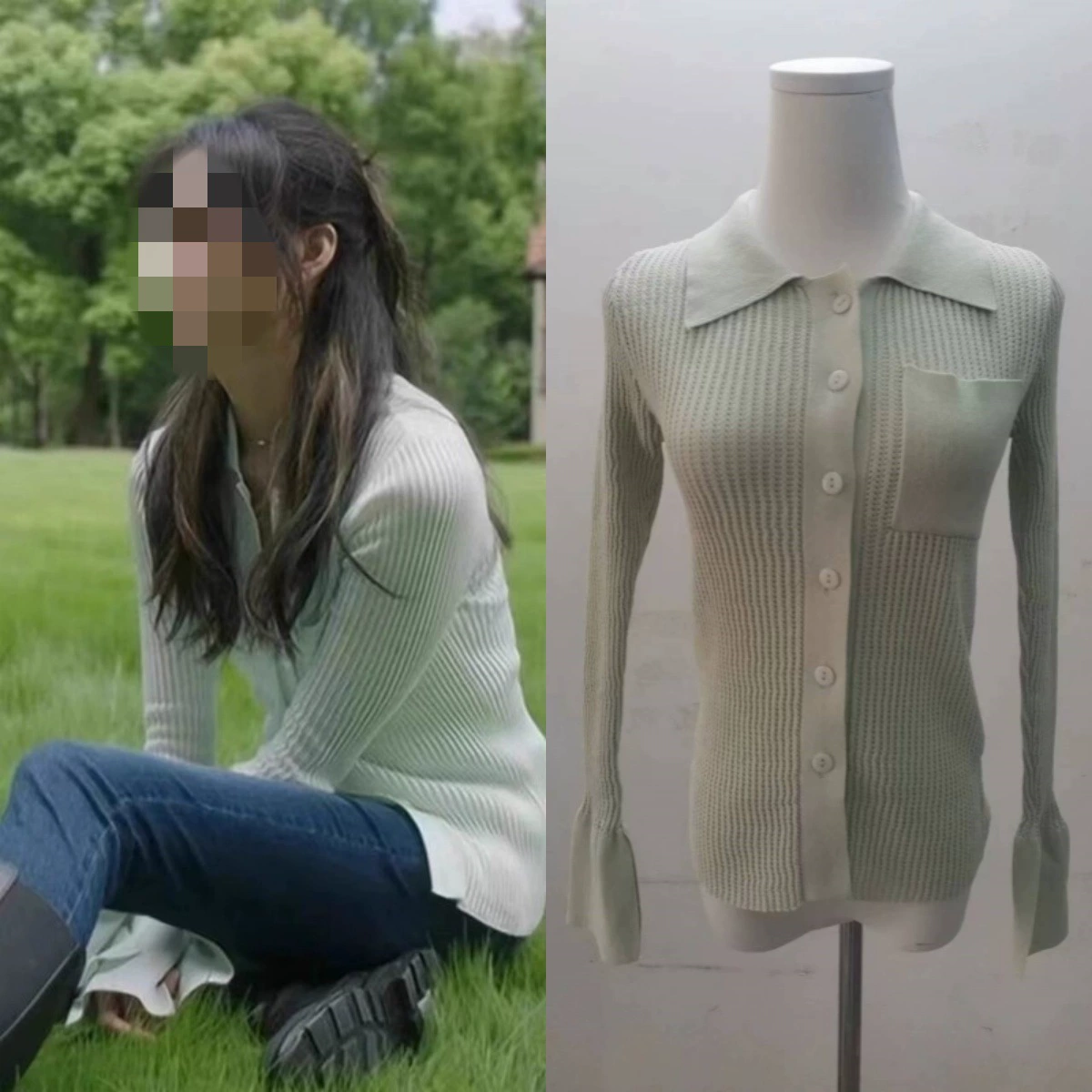 Долгосрочный запас на складе: осенне-зимний кардиган-свитер POLO в стиле Fireworks Family Sun Qian Tao Shuna, модель 2025 года.