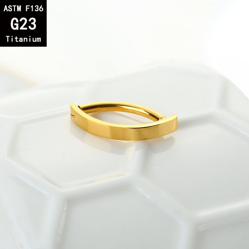 G23 Titanium Arc Curved Bar Navel Buckle Fine Polishing Belly Button Ring F136 Titanium Alloy Body Piercing Jewelry Gold with Crystal detail image 8
