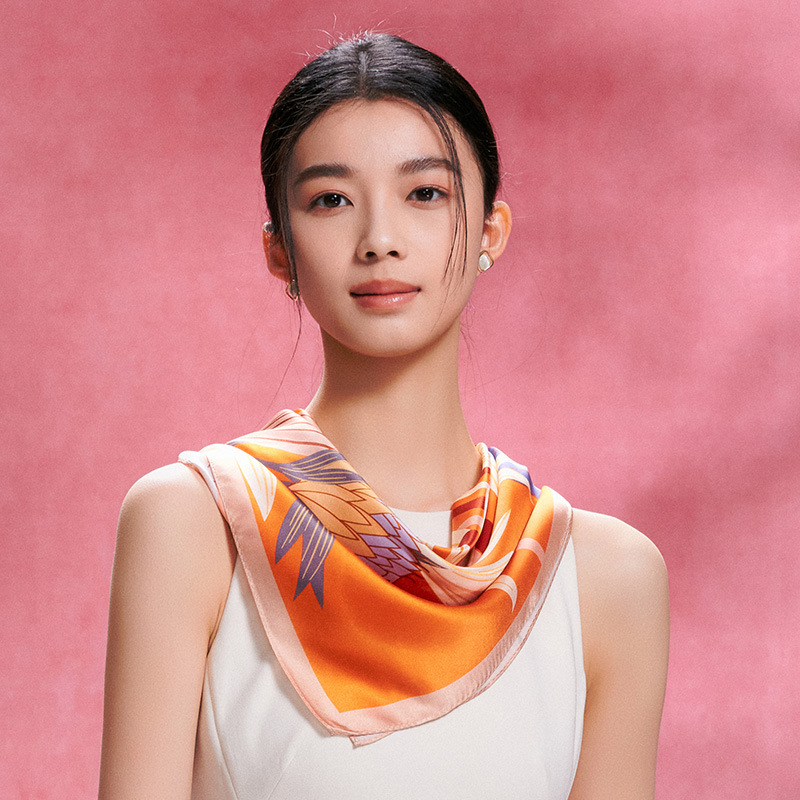 Silk Scarf Silk Scarf 100% Mulberry Silk 64cm Floral Style Chinese Square Scarf_voghion.com