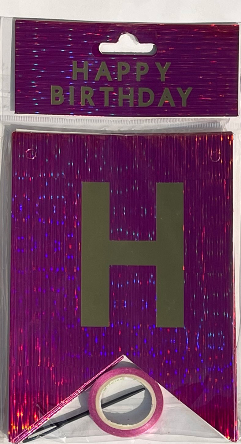 HAPPY BIRTHDAY fiesta de cumpleaños en inglés diseño diagonal de bandera de cola de mermaid letras banderas de color